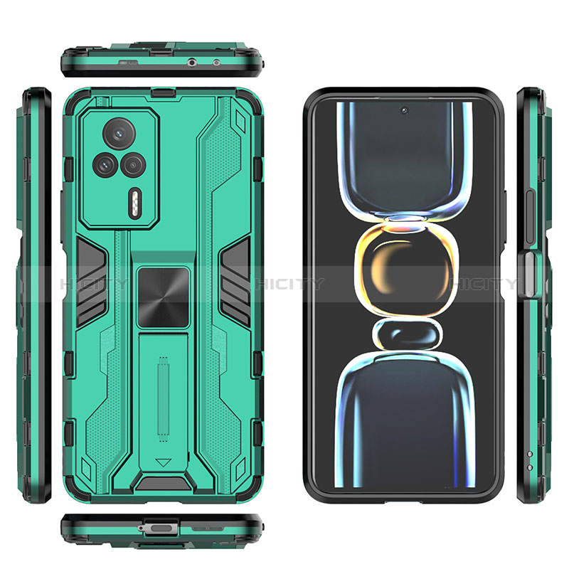 Custodia Silicone e Plastica Opaca Cover con Magnetico Supporto KC2 per Xiaomi Redmi K60E 5G