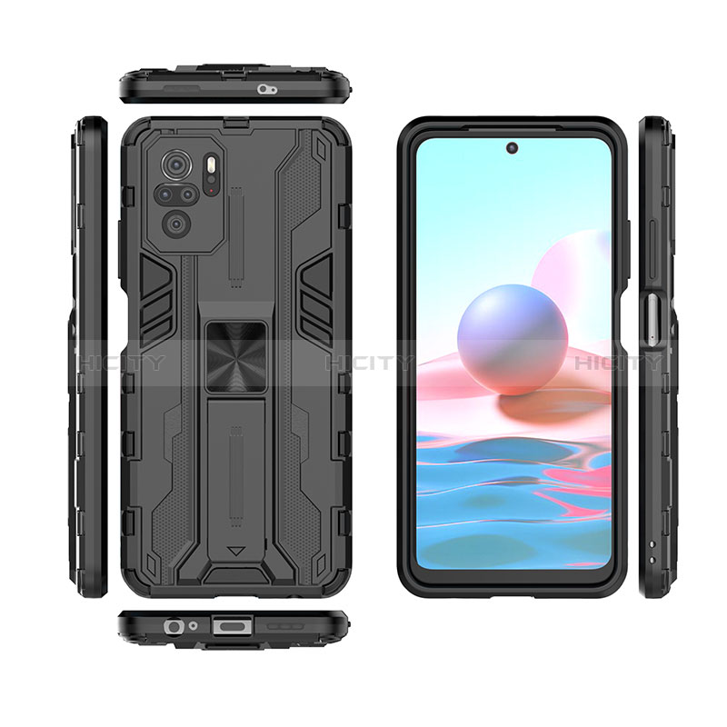 Custodia Silicone e Plastica Opaca Cover con Magnetico Supporto KC2 per Xiaomi Redmi Note 10 4G