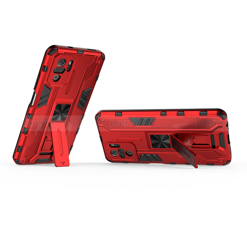 Custodia Silicone e Plastica Opaca Cover con Magnetico Supporto KC2 per Xiaomi Redmi Note 10 4G