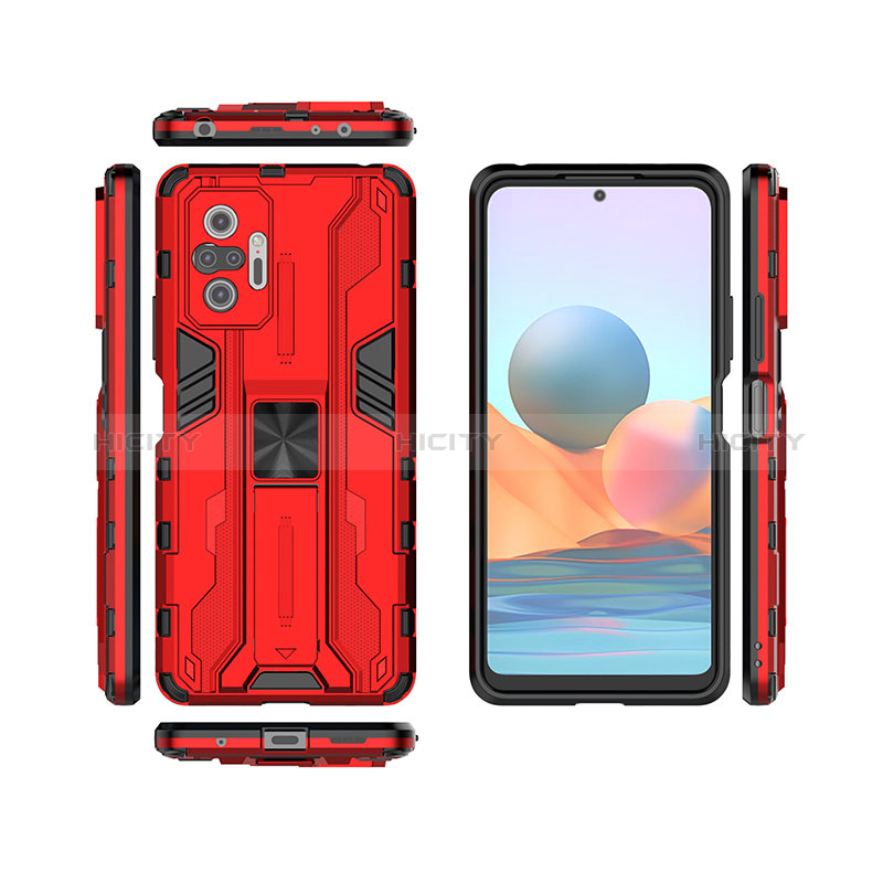 Custodia Silicone e Plastica Opaca Cover con Magnetico Supporto KC2 per Xiaomi Redmi Note 10 Pro 4G