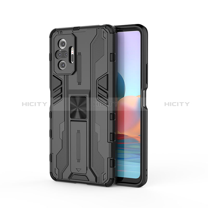 Custodia Silicone e Plastica Opaca Cover con Magnetico Supporto KC2 per Xiaomi Redmi Note 10 Pro 4G