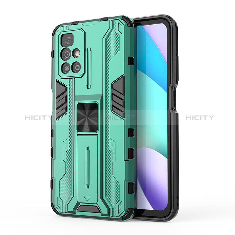 Custodia Silicone e Plastica Opaca Cover con Magnetico Supporto KC2 per Xiaomi Redmi Note 11 4G (2021) Verde