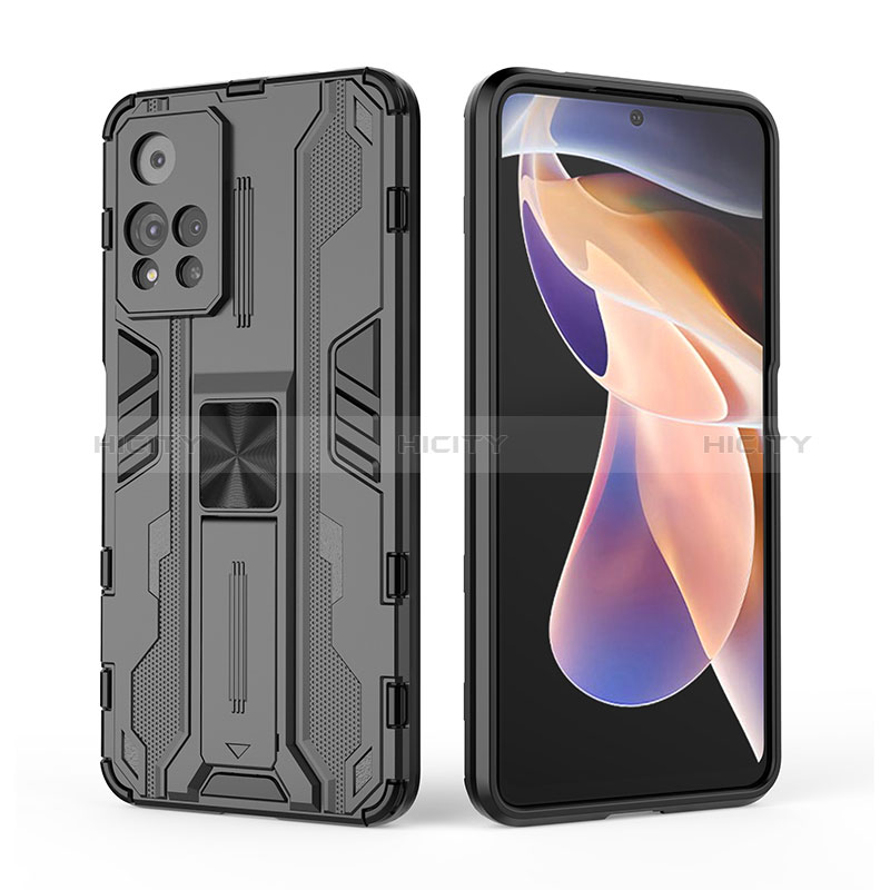 Custodia Silicone e Plastica Opaca Cover con Magnetico Supporto KC2 per Xiaomi Redmi Note 11 Pro+ Plus 5G