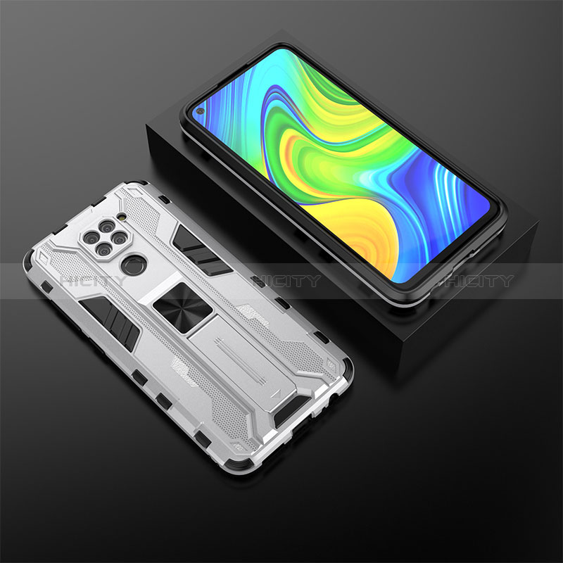 Custodia Silicone e Plastica Opaca Cover con Magnetico Supporto KC2 per Xiaomi Redmi Note 9