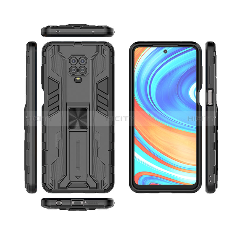 Custodia Silicone e Plastica Opaca Cover con Magnetico Supporto KC2 per Xiaomi Redmi Note 9 Pro Max