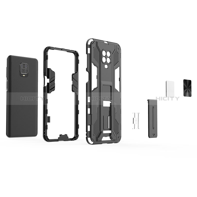 Custodia Silicone e Plastica Opaca Cover con Magnetico Supporto KC2 per Xiaomi Redmi Note 9 Pro Max