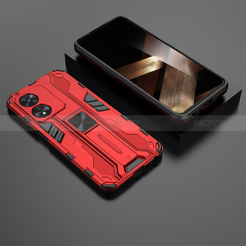 Custodia Silicone e Plastica Opaca Cover con Magnetico Supporto KC3 per Huawei Honor X5 Plus Rosso