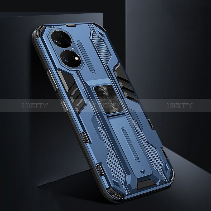 Custodia Silicone e Plastica Opaca Cover con Magnetico Supporto KC3 per Huawei P50