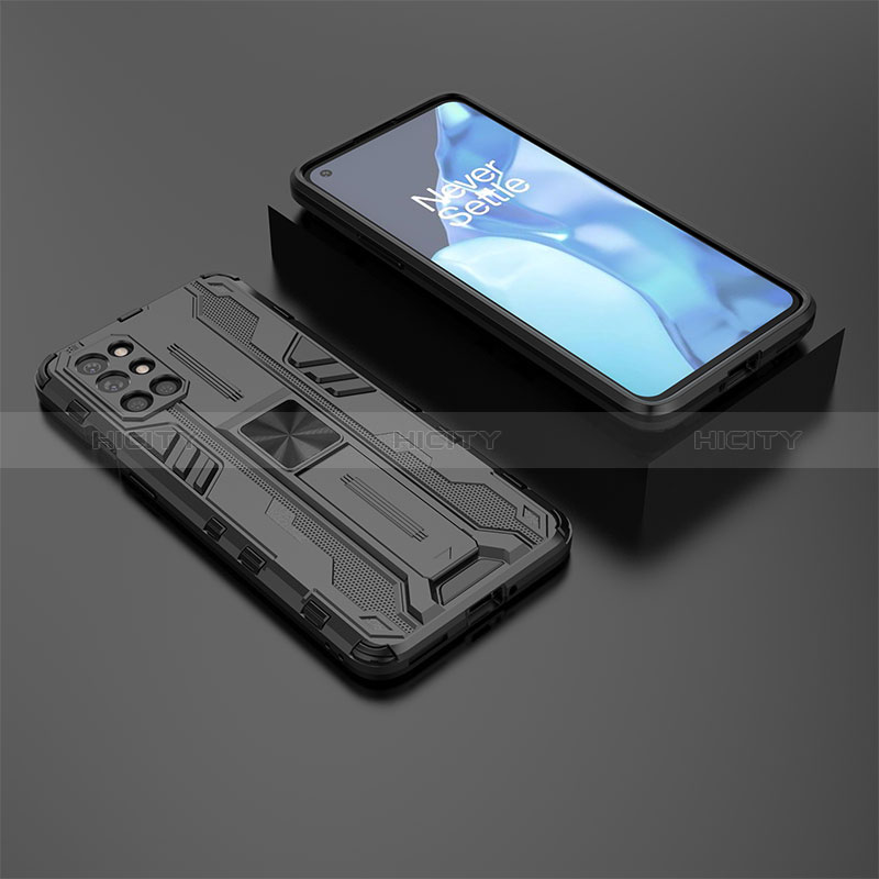 Custodia Silicone e Plastica Opaca Cover con Magnetico Supporto KC3 per OnePlus 9R 5G