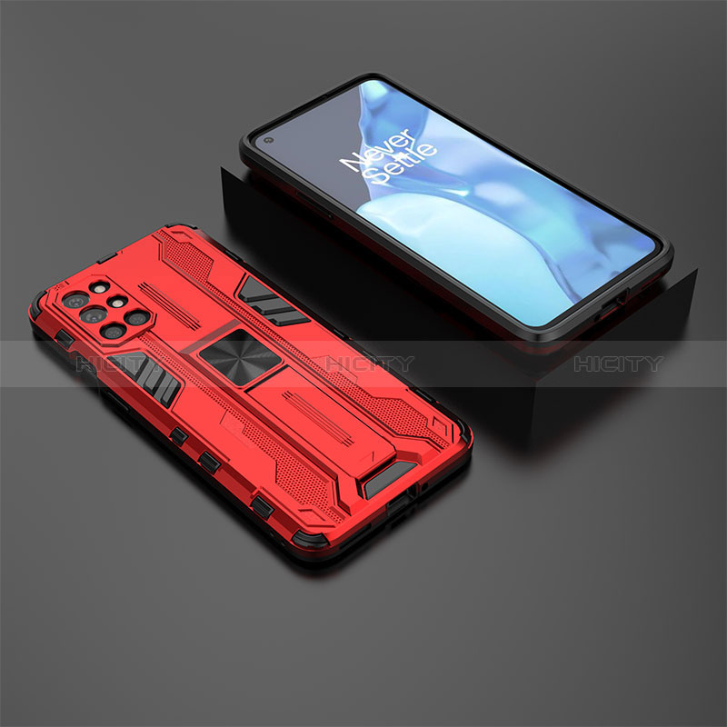 Custodia Silicone e Plastica Opaca Cover con Magnetico Supporto KC3 per OnePlus 9R 5G