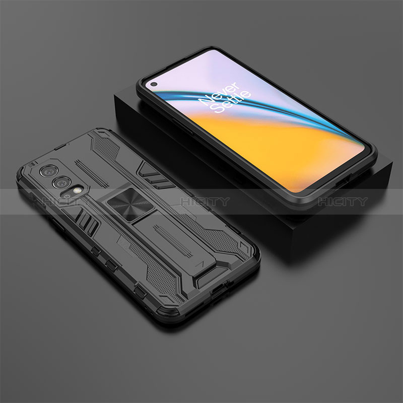 Custodia Silicone e Plastica Opaca Cover con Magnetico Supporto KC3 per OnePlus Nord 2 5G