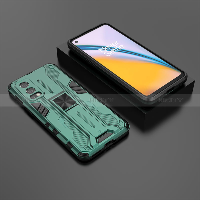 Custodia Silicone e Plastica Opaca Cover con Magnetico Supporto KC3 per OnePlus Nord 2 5G