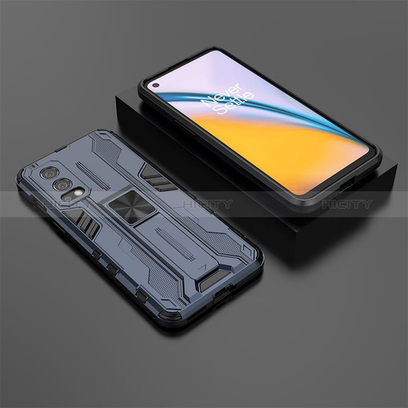 Custodia Silicone e Plastica Opaca Cover con Magnetico Supporto KC3 per OnePlus Nord 2 5G