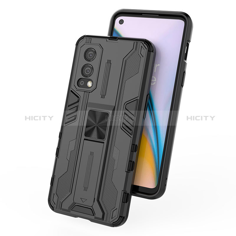 Custodia Silicone e Plastica Opaca Cover con Magnetico Supporto KC3 per OnePlus Nord 2 5G