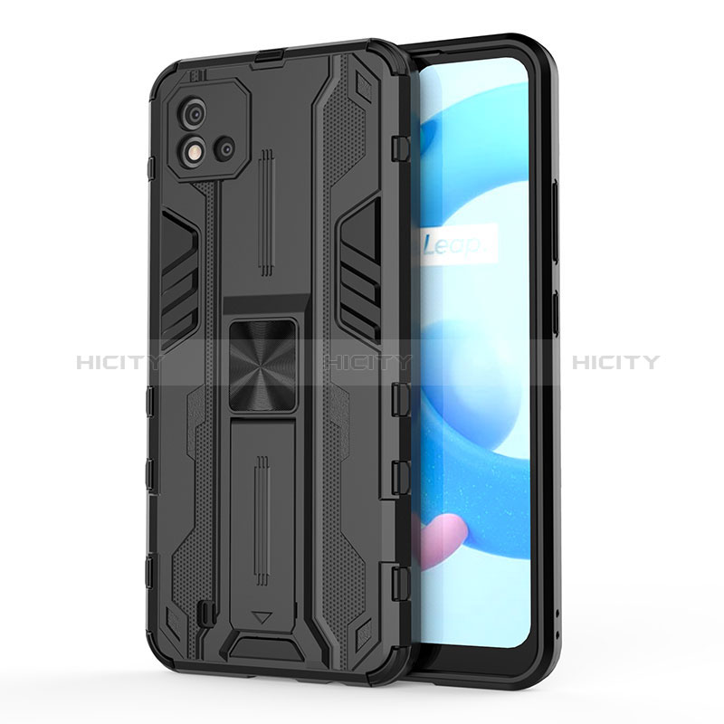 Custodia Silicone e Plastica Opaca Cover con Magnetico Supporto KC3 per Realme C11 (2021) Nero