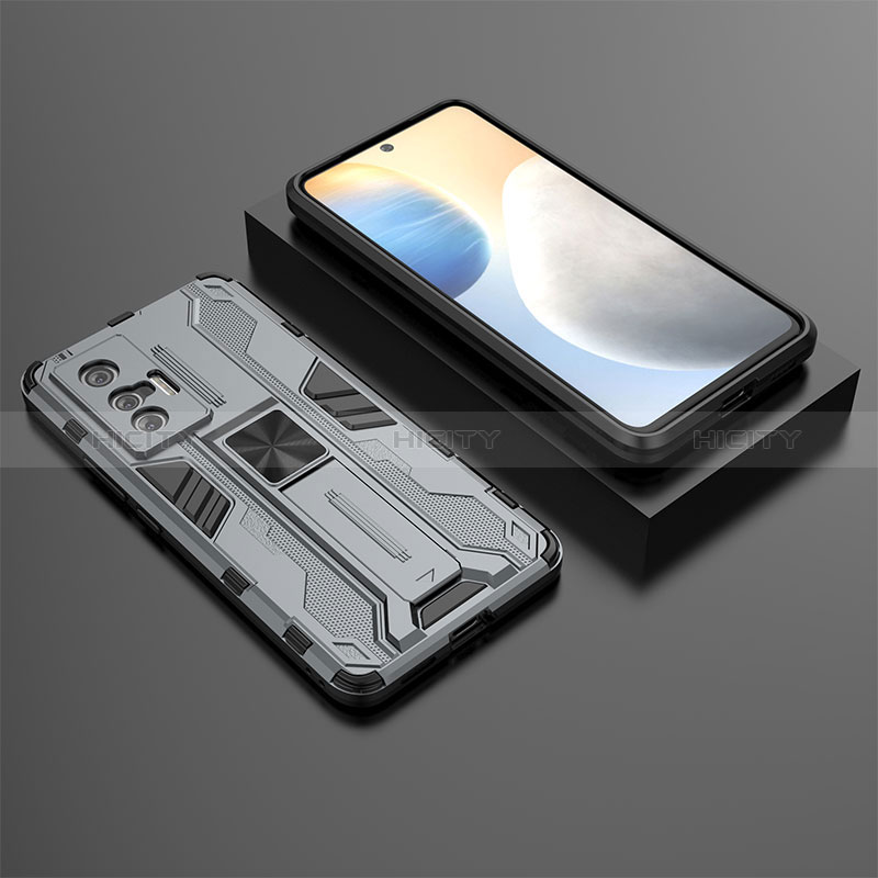 Custodia Silicone e Plastica Opaca Cover con Magnetico Supporto KC3 per Vivo X70 5G