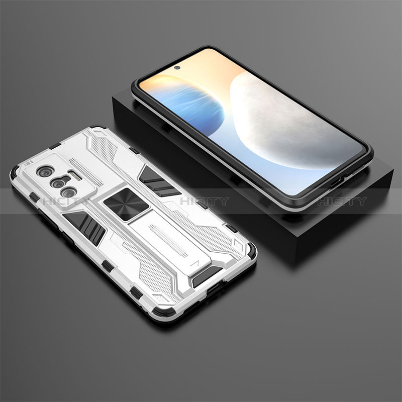 Custodia Silicone e Plastica Opaca Cover con Magnetico Supporto KC3 per Vivo X70t