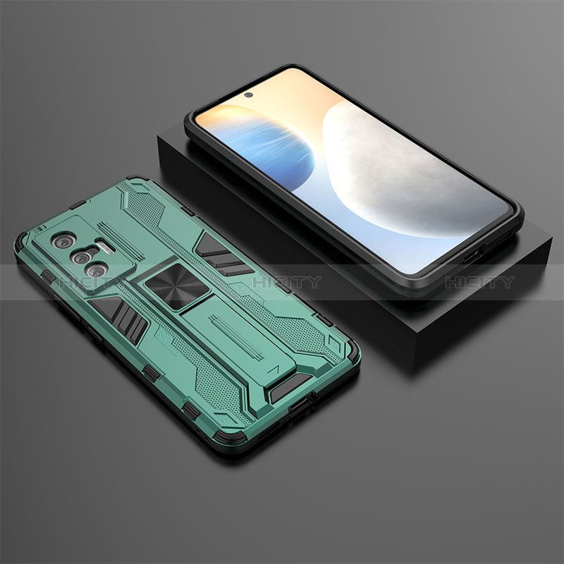 Custodia Silicone e Plastica Opaca Cover con Magnetico Supporto KC3 per Vivo X70t