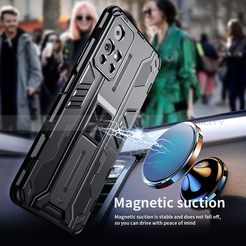 Custodia Silicone e Plastica Opaca Cover con Magnetico Supporto KC3 per Xiaomi Poco M4 Pro 5G