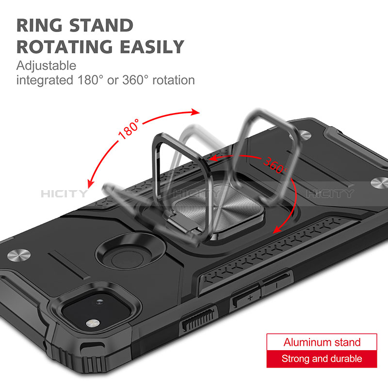 Custodia Silicone e Plastica Opaca Cover con Magnetico Supporto MQ1 per Google Pixel 4a