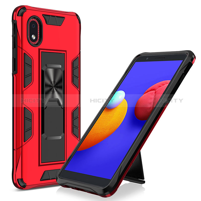 Custodia Silicone e Plastica Opaca Cover con Magnetico Supporto MQ1 per Samsung Galaxy A01 Core