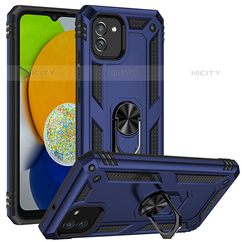 Custodia Silicone e Plastica Opaca Cover con Magnetico Supporto MQ1 per Samsung Galaxy A03