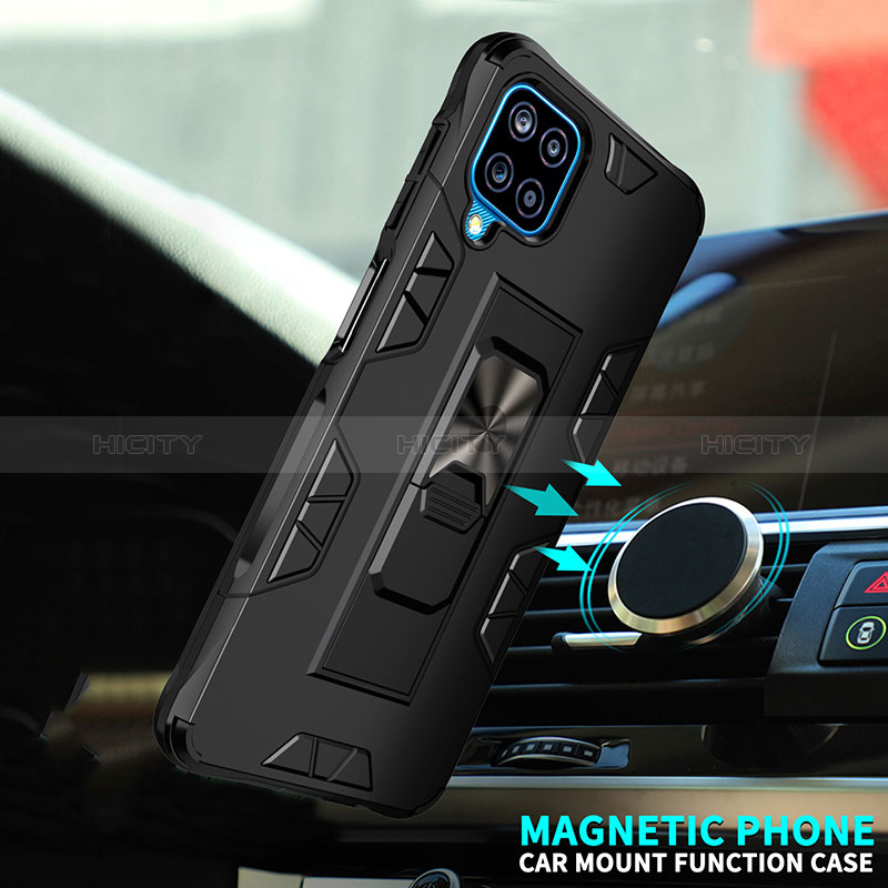 Custodia Silicone e Plastica Opaca Cover con Magnetico Supporto MQ1 per Samsung Galaxy A12 Nacho