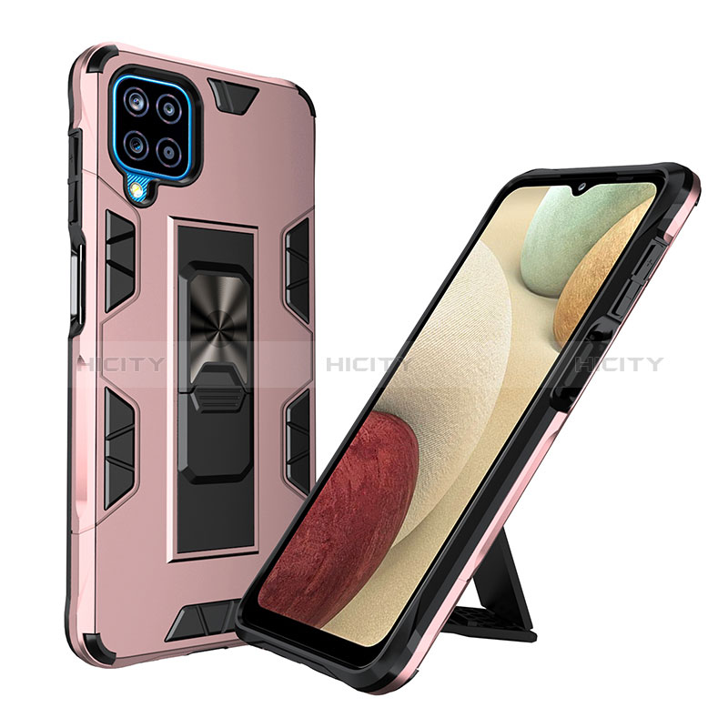 Custodia Silicone e Plastica Opaca Cover con Magnetico Supporto MQ1 per Samsung Galaxy A12 Nacho