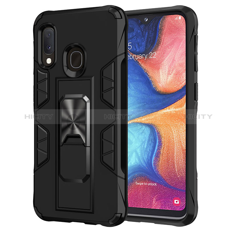 Custodia Silicone e Plastica Opaca Cover con Magnetico Supporto MQ1 per Samsung Galaxy A20e