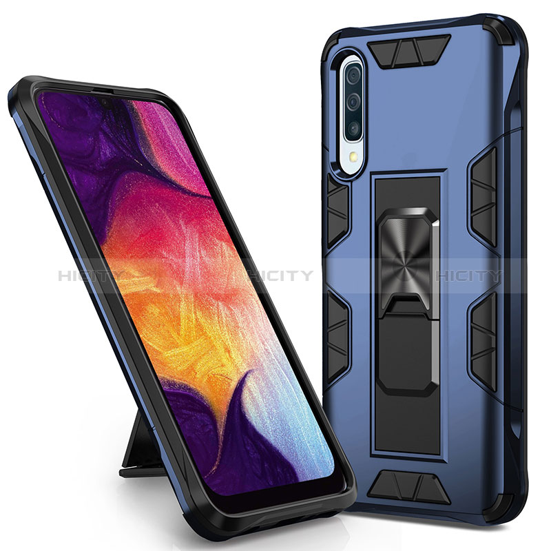 Custodia Silicone e Plastica Opaca Cover con Magnetico Supporto MQ1 per Samsung Galaxy A30S