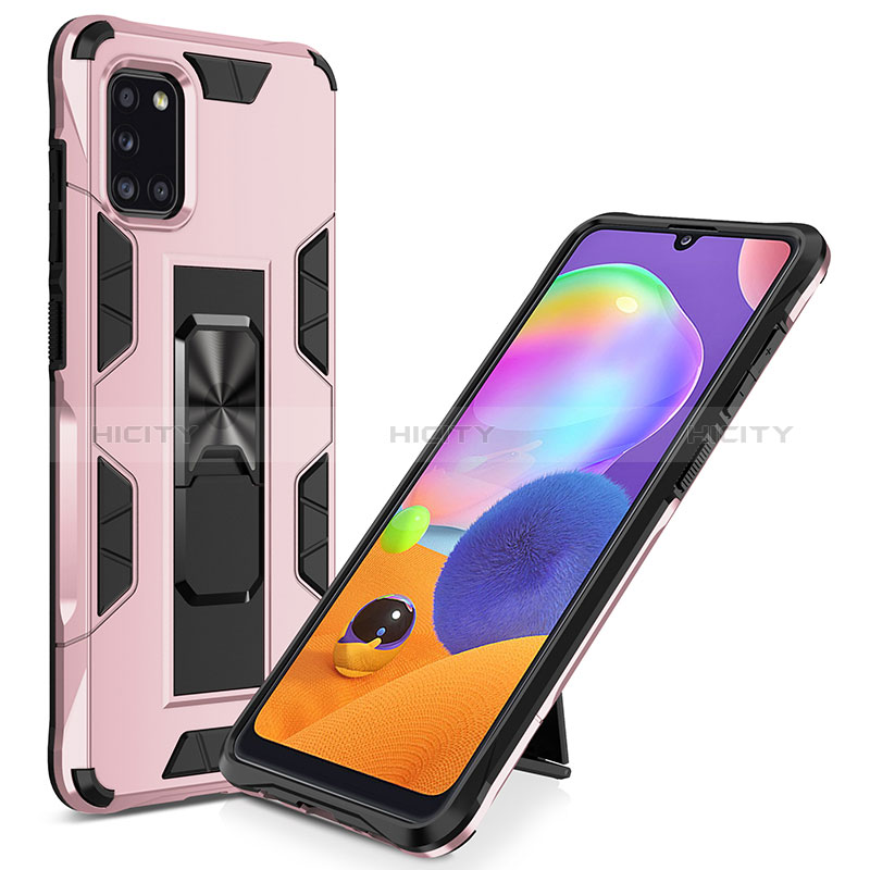 Custodia Silicone e Plastica Opaca Cover con Magnetico Supporto MQ1 per Samsung Galaxy A31