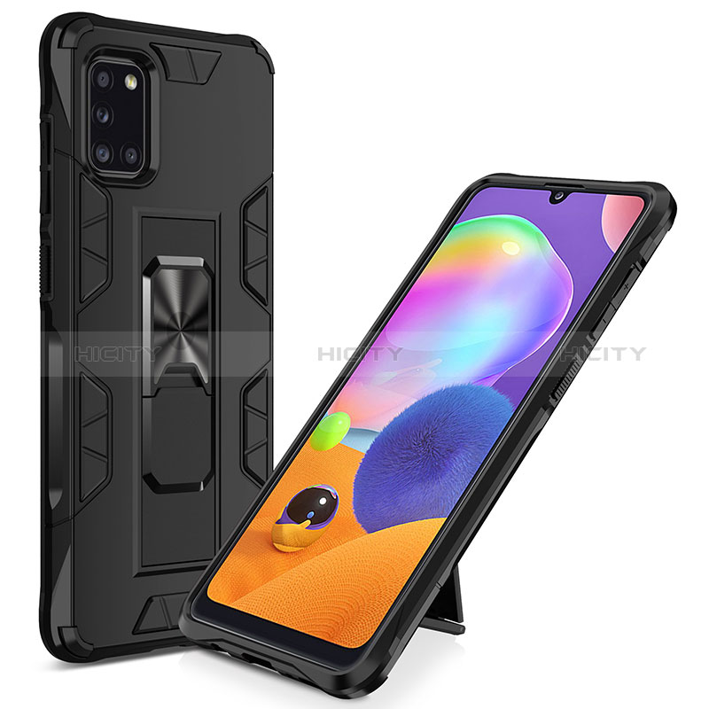 Custodia Silicone e Plastica Opaca Cover con Magnetico Supporto MQ1 per Samsung Galaxy A31