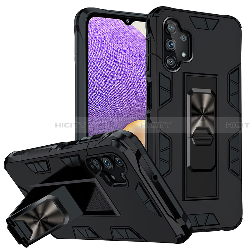 Custodia Silicone e Plastica Opaca Cover con Magnetico Supporto MQ1 per Samsung Galaxy A32 5G Nero