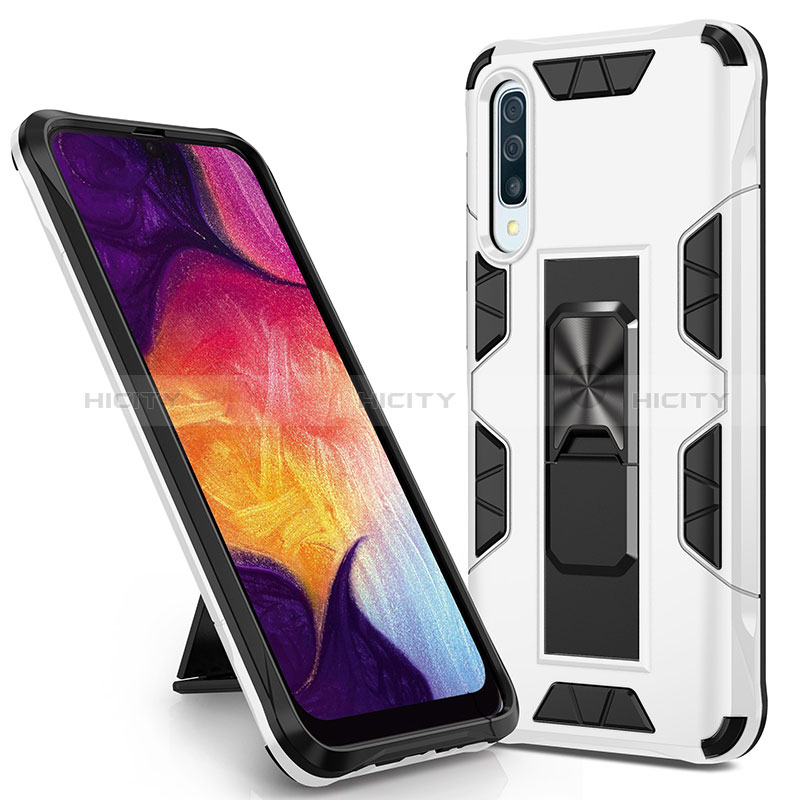 Custodia Silicone e Plastica Opaca Cover con Magnetico Supporto MQ1 per Samsung Galaxy A50