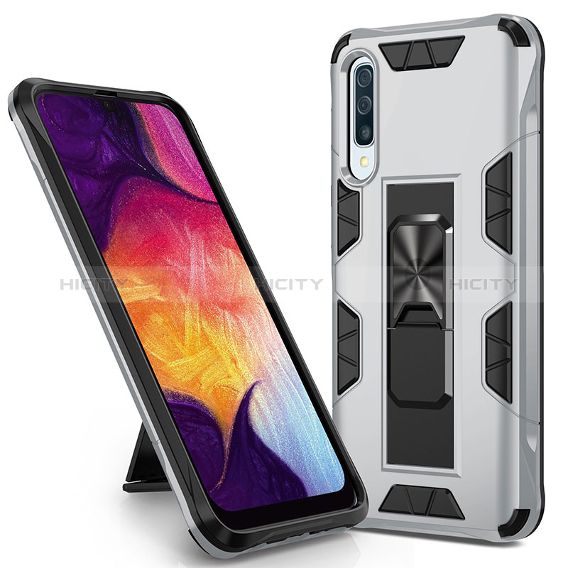 Custodia Silicone e Plastica Opaca Cover con Magnetico Supporto MQ1 per Samsung Galaxy A50