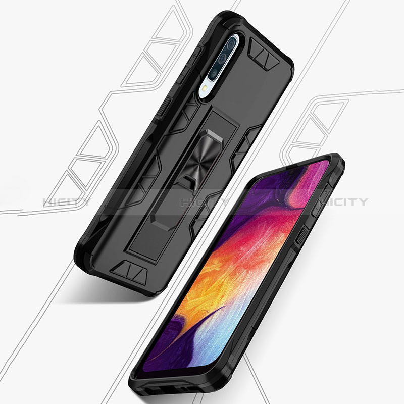 Custodia Silicone e Plastica Opaca Cover con Magnetico Supporto MQ1 per Samsung Galaxy A50