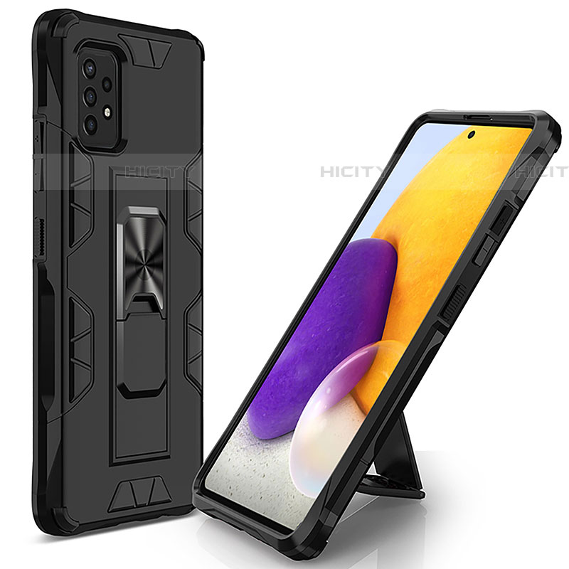 Custodia Silicone e Plastica Opaca Cover con Magnetico Supporto MQ1 per Samsung Galaxy A52 4G Nero