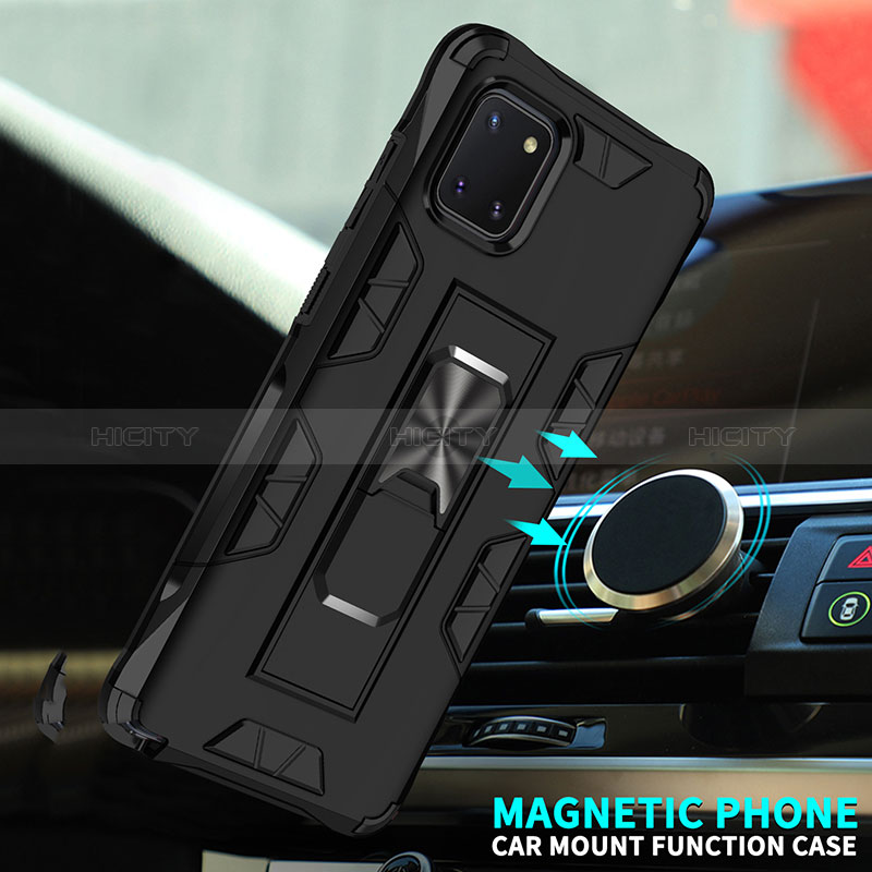Custodia Silicone e Plastica Opaca Cover con Magnetico Supporto MQ1 per Samsung Galaxy A81
