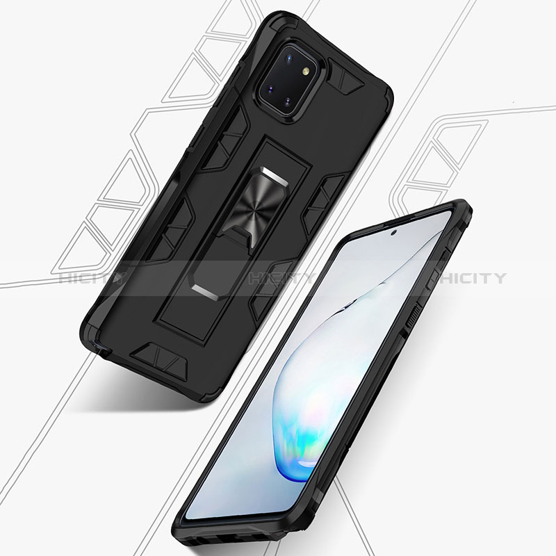 Custodia Silicone e Plastica Opaca Cover con Magnetico Supporto MQ1 per Samsung Galaxy A81