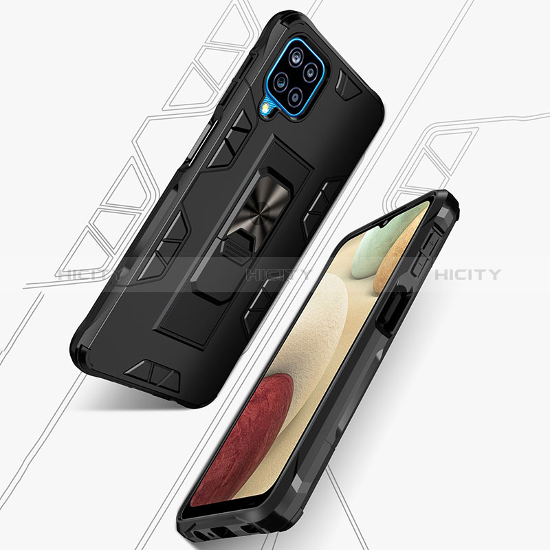 Custodia Silicone e Plastica Opaca Cover con Magnetico Supporto MQ1 per Samsung Galaxy F12