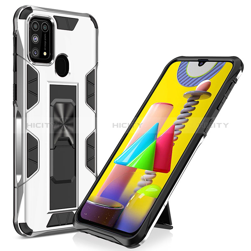 Custodia Silicone e Plastica Opaca Cover con Magnetico Supporto MQ1 per Samsung Galaxy M31 Prime Edition