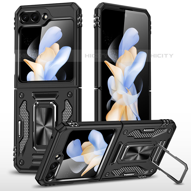 Custodia Silicone e Plastica Opaca Cover con Magnetico Supporto MQ1 per Samsung Galaxy Z Flip5 5G