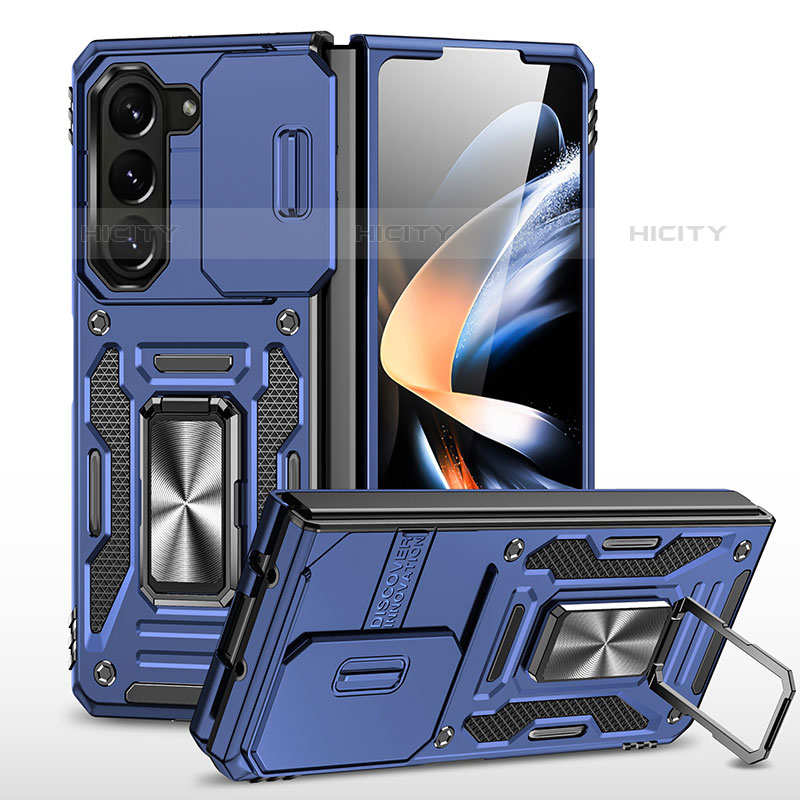 Custodia Silicone e Plastica Opaca Cover con Magnetico Supporto MQ1 per Samsung Galaxy Z Fold5 5G