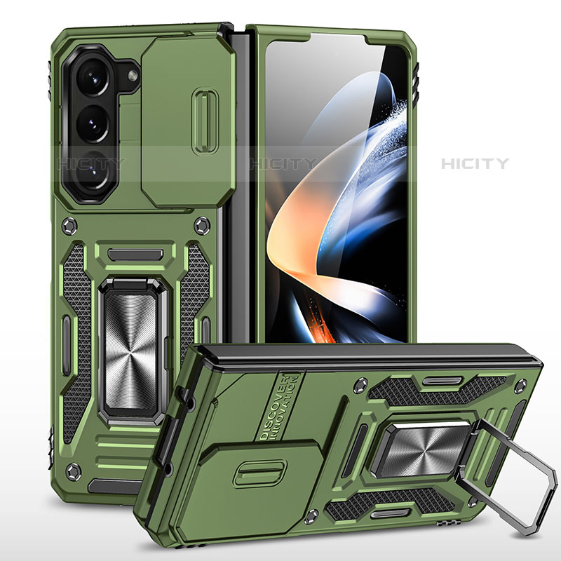 Custodia Silicone e Plastica Opaca Cover con Magnetico Supporto MQ1 per Samsung Galaxy Z Fold5 5G