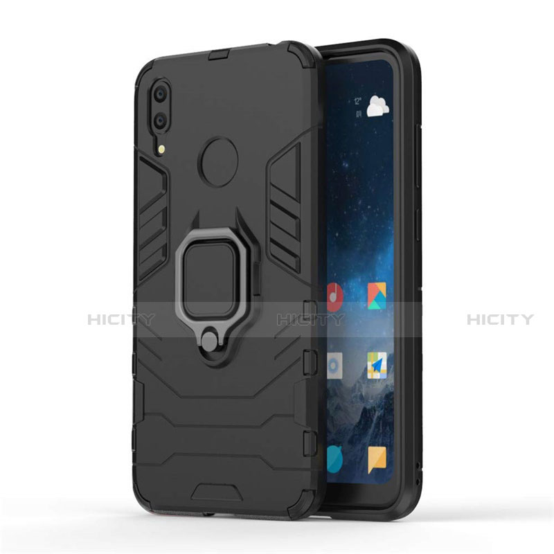 Custodia Silicone e Plastica Opaca Cover con Magnetico Supporto per Huawei Enjoy 9 Nero