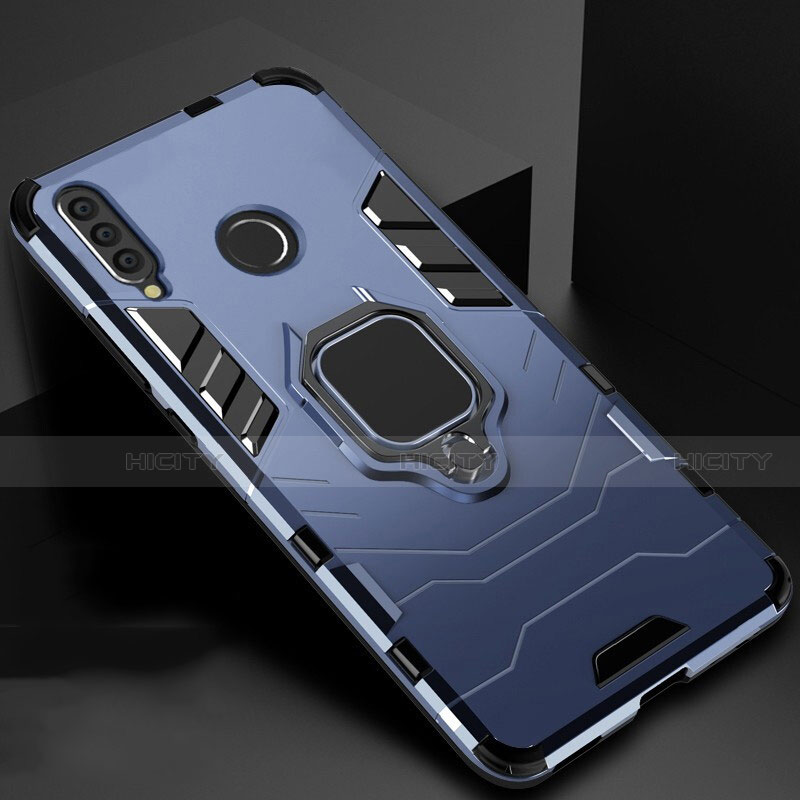 Custodia Silicone e Plastica Opaca Cover con Magnetico Supporto per Huawei Honor 10i Blu