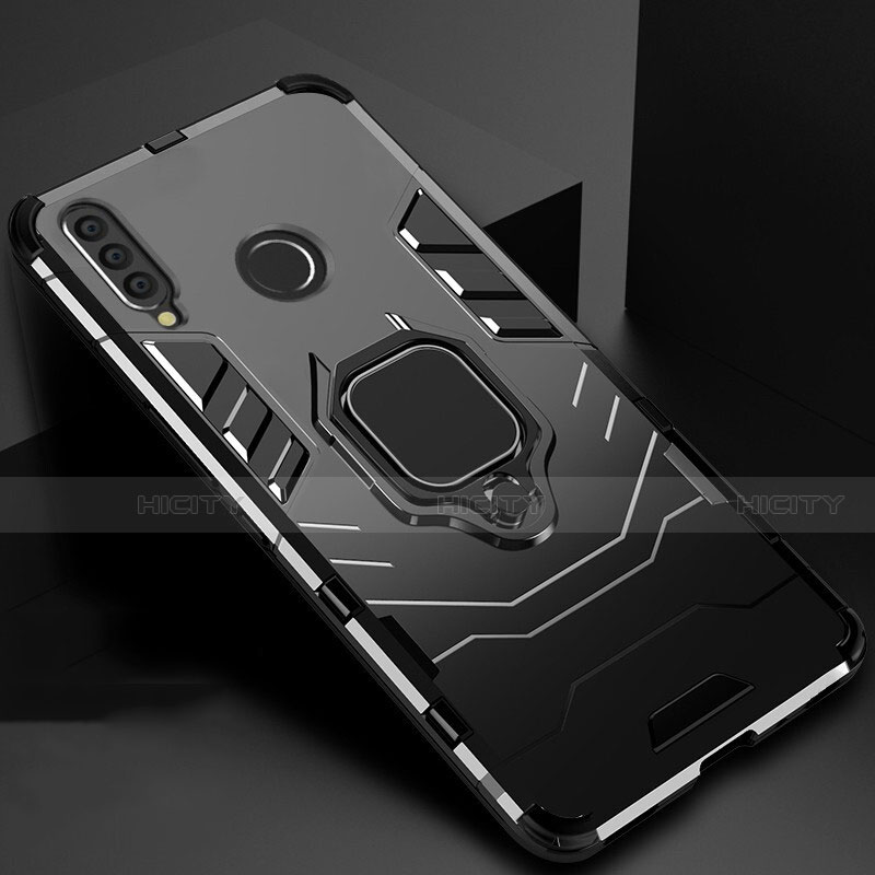 Custodia Silicone e Plastica Opaca Cover con Magnetico Supporto per Huawei Honor 10i Nero