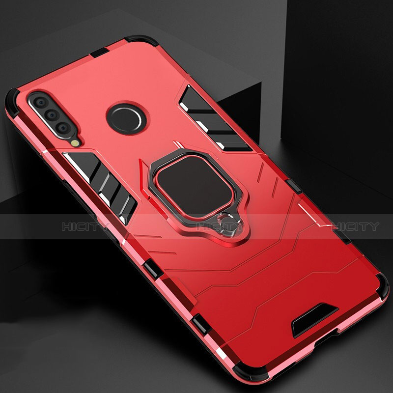 Custodia Silicone e Plastica Opaca Cover con Magnetico Supporto per Huawei Honor 10i Rosso