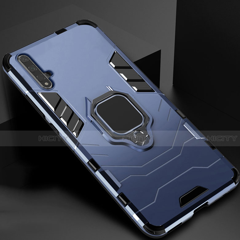 Custodia Silicone e Plastica Opaca Cover con Magnetico Supporto per Huawei Honor 20S Blu