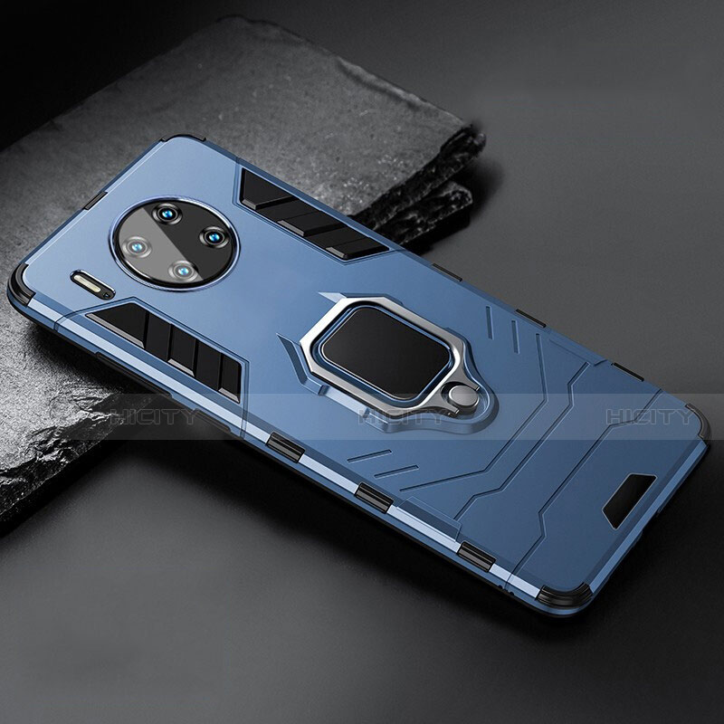 Custodia Silicone e Plastica Opaca Cover con Magnetico Supporto per Huawei Mate 30 Pro 5G Blu